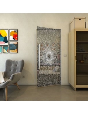 Pendeltür - Fineprint Model 006 Weiss auf Grauglas