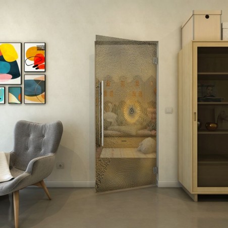Pendeltür - Fineprint Model 007 Gold auf Grauglas