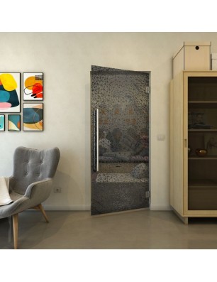 Pendeltür - Fineprint Model 008 Schwarz auf Grauglas