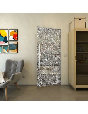 Pendeltür - Fineprint Model 008 Weiss auf Grauglas