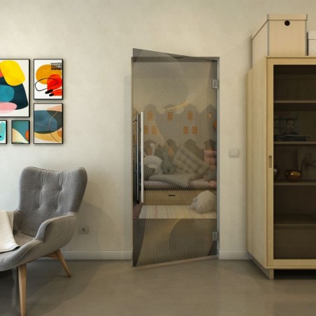 Pendeltür - Fineprint Model 009 Gold auf Grauglas