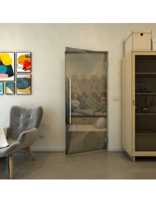 Pendeltür - Fineprint Model 009 Gold auf Grauglas