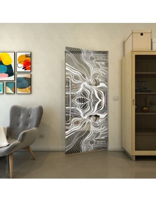 Pendeltür - Fineprint Model 010 Weiss auf Grauglas