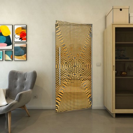 Pendeltür - Fineprint Model 011 Gold auf Grauglas