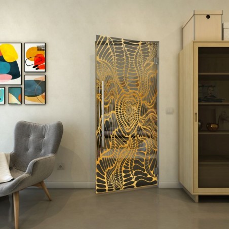 Pendeltür - Fineprint Model 012 Gold auf Grauglas