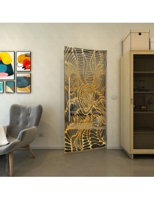 Pendeltür - Fineprint Model 012 Gold auf Grauglas