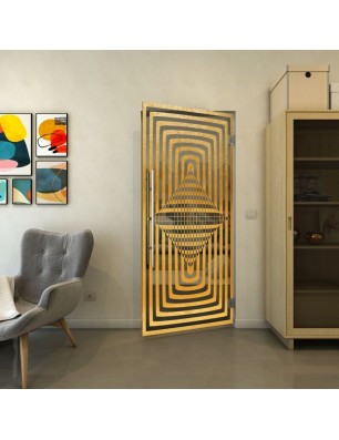 Pendeltür - Fineprint Model 014 Gold auf Grauglas