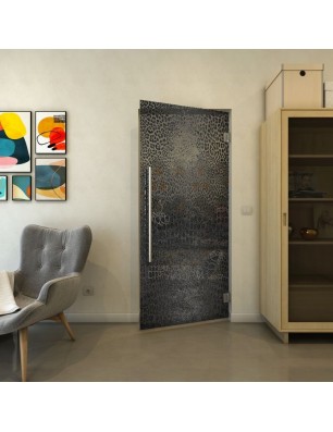 Pendeltür - Fineprint Model 015 Schwarz auf Grauglas