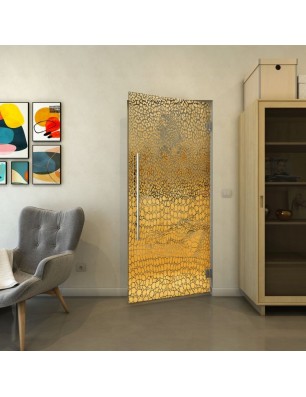 Pendeltür - Fineprint Model 015 Gold auf Grauglas