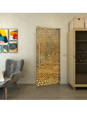 Pendeltür - Fineprint Model 016 Gold auf Grauglas