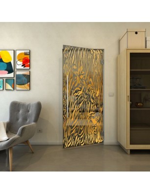 Pendeltür - Fineprint Model 017 Gold auf Grauglas