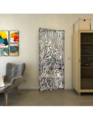 Pendeltür - Fineprint Model 017 Weiss auf Grauglas