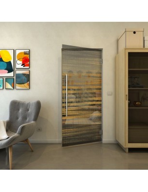 Pendeltür - Fineprint Model 019 Gold auf Grauglas