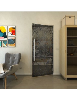 Pendeltür - Fineprint Model 020 Schwarz auf Grauglas