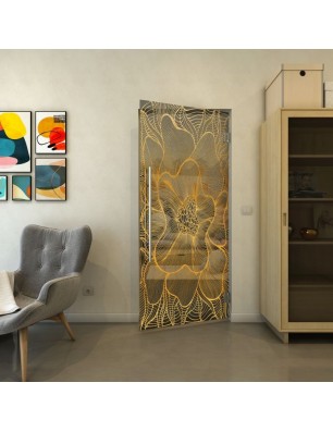 Pendeltür - Fineprint Model 020 Gold auf Grauglas