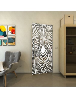 Pendeltür - Fineprint Model 023 Weiss auf Grauglas