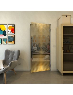 Pendeltür - Fineprint Model 024 Gold auf Grauglas