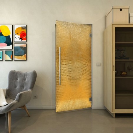 Pendeltür - Fineprint Model 025 Gold auf Grauglas