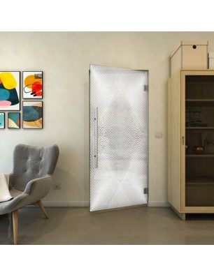 Pendeltür - Fineprint Model 025 Weiss auf Grauglas