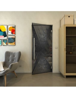 Pendeltür - Fineprint Model 026 Schwarz auf Grauglas