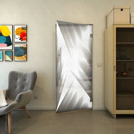 Pendeltür - Fineprint Model 026 Weiss auf Grauglas