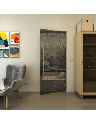 Pendeltür - Fineprint Model 027 Schwarz auf Grauglas