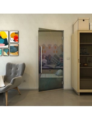 Pendeltür - Fineprint Model 028 Verlauf auf Grauglas