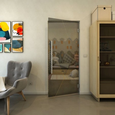 Pendeltür - Fineprint Model 028 Gold auf Grauglas