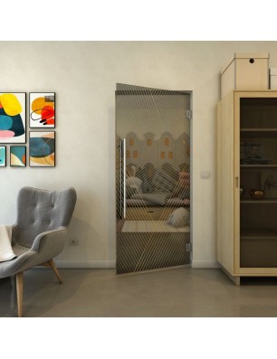 Pendeltür - Fineprint Model 028 Gold auf Grauglas