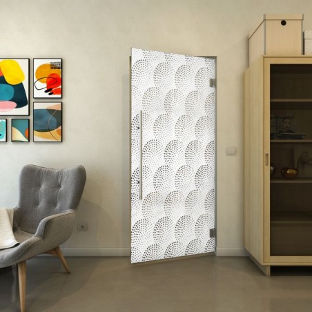 Pendeltür - Fineprint Model 029 Weiss auf Grauglas