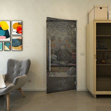 Pendeltür - Fineprint Model 030 Schwarz auf Grauglas