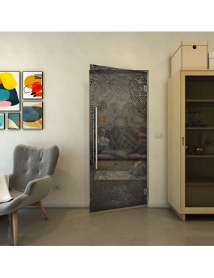 Pendeltür - Fineprint Model 030 Schwarz auf Grauglas