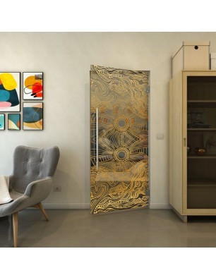 Pendeltür - Fineprint Model 030 Gold auf Grauglas