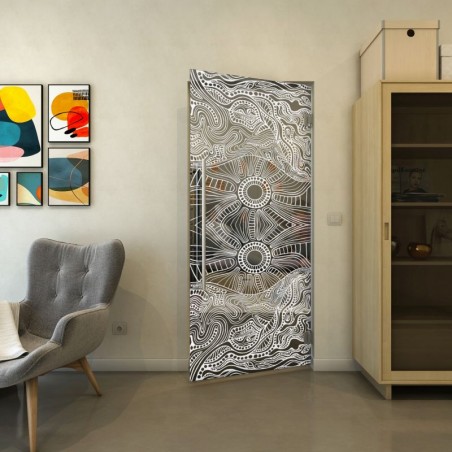 Pendeltür - Fineprint Model 030 Weiss auf Grauglas