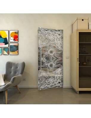 Pendeltür - Fineprint Model 030 Weiss auf Grauglas