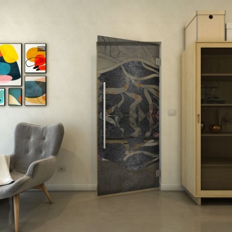 Pendeltür - Fineprint Model 031 Schwarz auf Grauglas