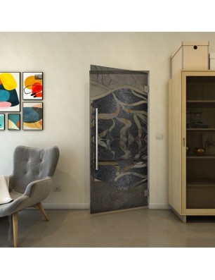 Pendeltür - Fineprint Model 031 Schwarz auf Grauglas