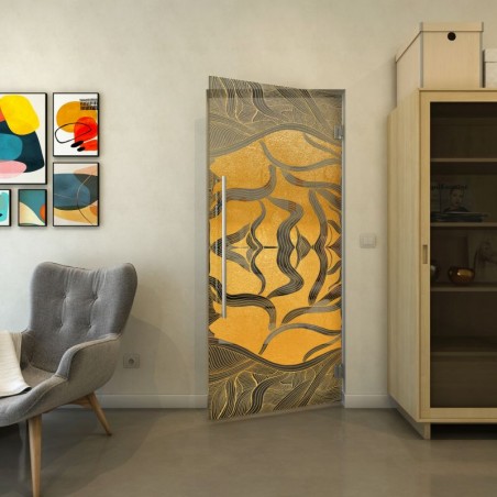 Pendeltür - Fineprint Model 031 Gold auf Grauglas