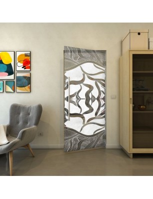 Pendeltür - Fineprint Model 031 Weiss auf Grauglas