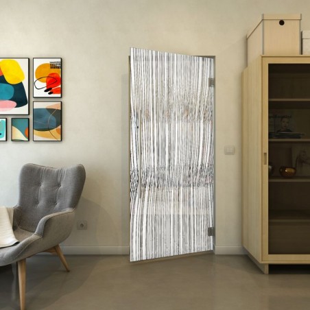 Pendeltür - Fineprint Model 032 Weiss auf Grauglas