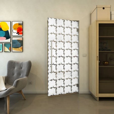 Pendeltür - Fineprint Model 033 Weiss auf Grauglas