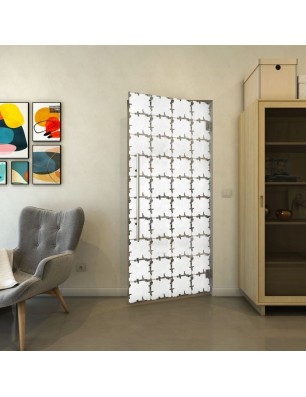 Pendeltür - Fineprint Model 033 Weiss auf Grauglas