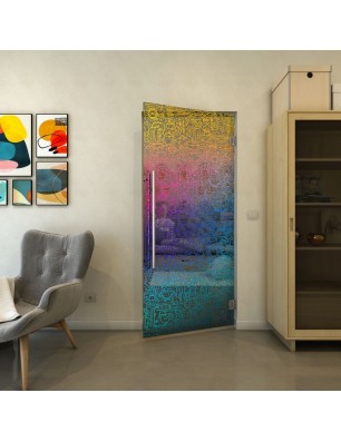 Pendeltür - Fineprint Model 036 Verlauf auf Grauglas