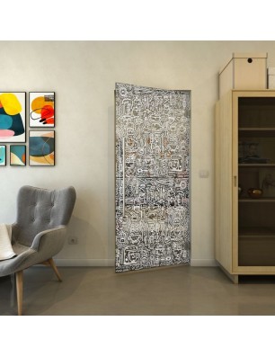 Pendeltür - Fineprint Model 036 Weiss auf Grauglas