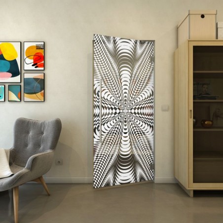 Pendeltür - Fineprint Model 037 Weiss auf Grauglas