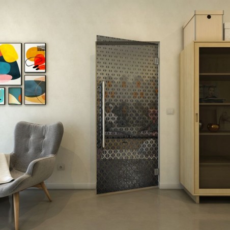 Pendeltür - Fineprint Model 038 Schwarz auf Grauglas