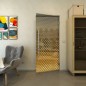 Pendeltür - Fineprint Modell 038 Gold auf Grauglas