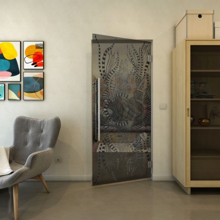 Pendeltür - Fineprint Model 039 Schwarz auf Grauglas