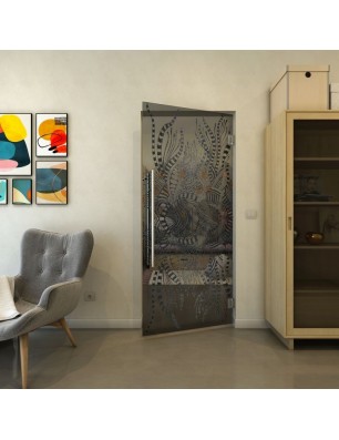 Pendeltür - Fineprint Model 039 Schwarz auf Grauglas