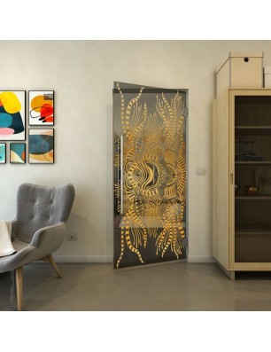 Pendeltür - Fineprint Model 039 Gold auf Grauglas